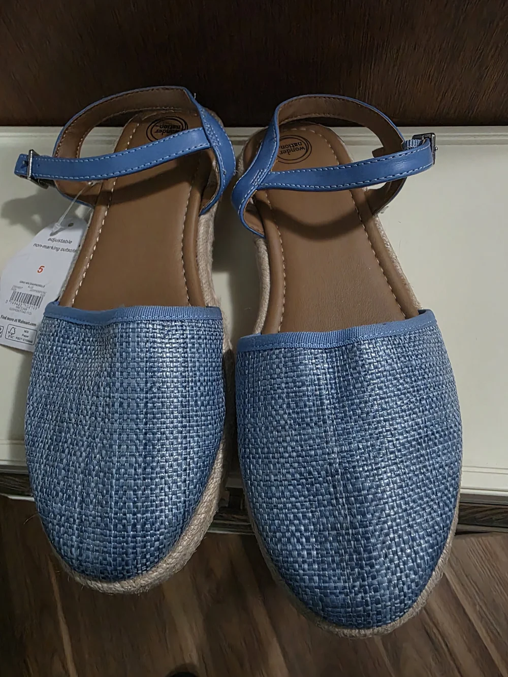 wonder nation Blue Woven Espadrille Sandals with Ankle Strap